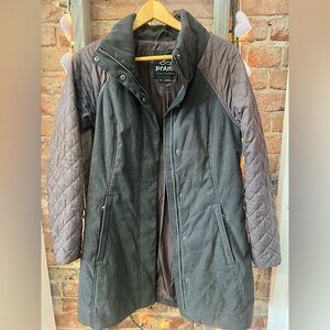 prAna Women’s Mixer Two Tone Quilted Pimaloft Insulated Long Parka Jacket.